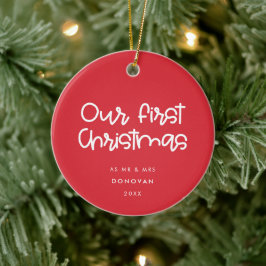 Modern Red Vår första jul, gift Julgransprydnad Keramik