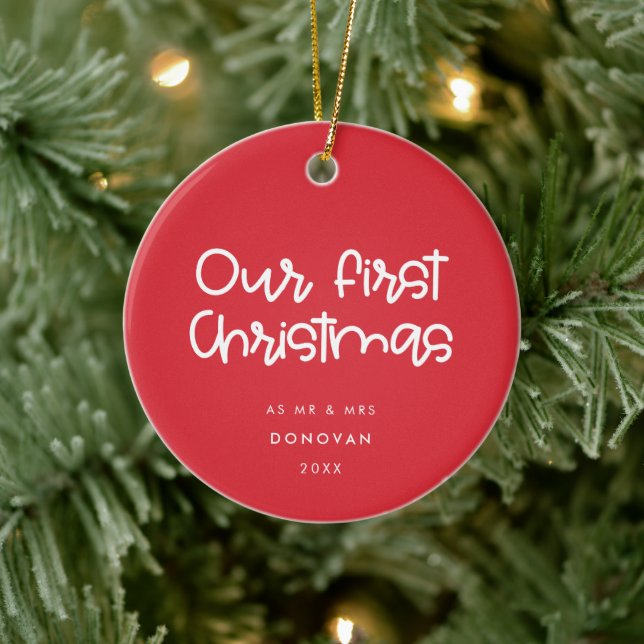 Modern Red Vår första jul, gift Julgransprydnad Keramik (Träd)