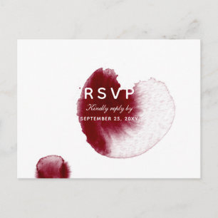 Modern Red Vin Spill Watercolor OSA Postcard Inbjudan Vykort