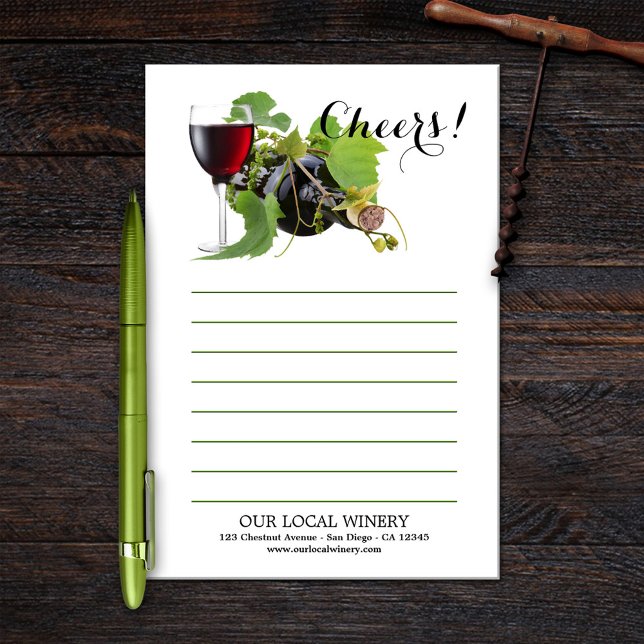 Modern Red Vin Vineyard Winery Post-it Notes (Skapare uppladdad)