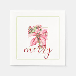Modern Red Vintage Merry Poinsettia Helgdag Pappersservett