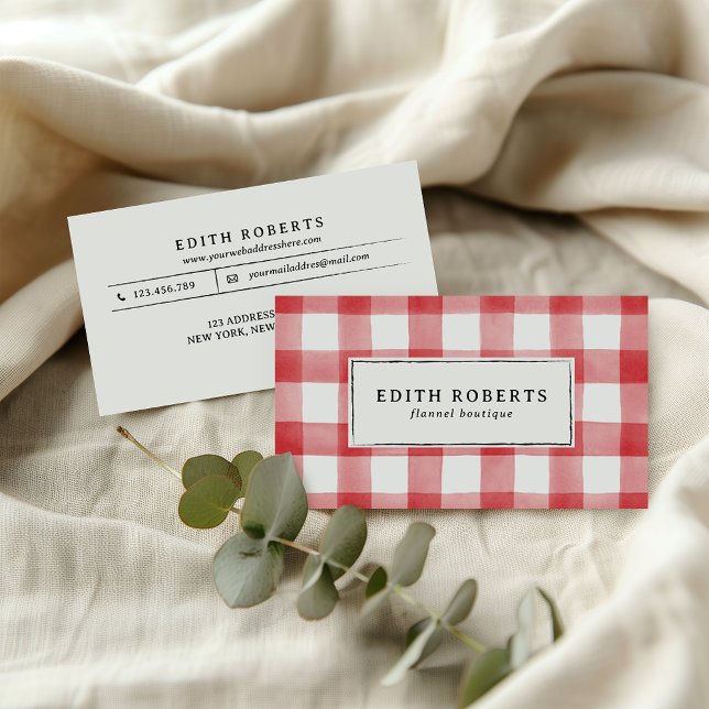 Modern Red Watercolor Buffalo Play Rustic chic Visitkort (Skapare uppladdad)