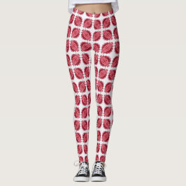 Modern Red White Abstrakt Mönster Leggings