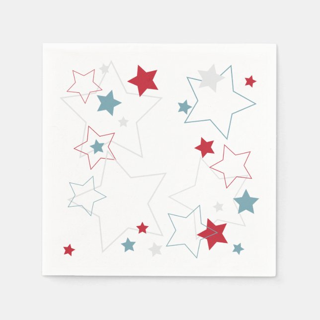 Modern Red White & Blue Patriotic Stars Pappersservett (Framsidan)