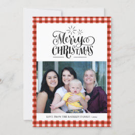 Modern Red White Buffalo Play Roligt Script - enke Julkort