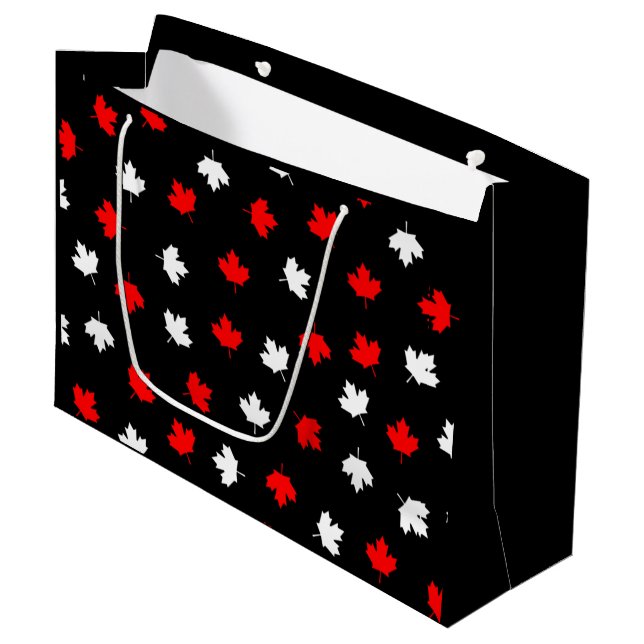 Modern Red White Canada Maple Löv Black Mönster (Framsidan Vinklad)
