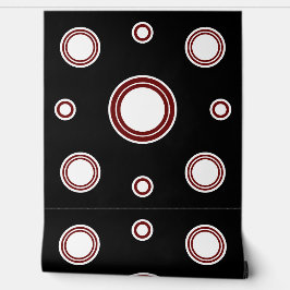 Modern Red White Circle Mönster Black