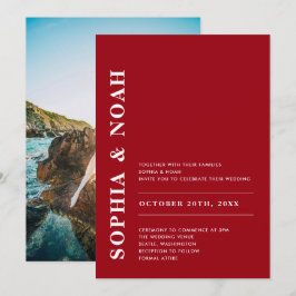 Modern Red & White-Elegant - enkelt Bröllop-foto Inbjudningar