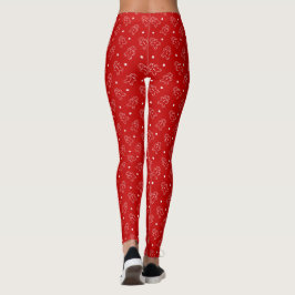Modern Red & White Gingertea Mönster Long Leggings