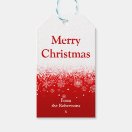 Modern Red White God jul Presentetikett