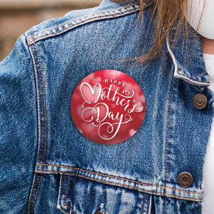 Modern Red White Hearts Lycklig Mor's Day Knapp