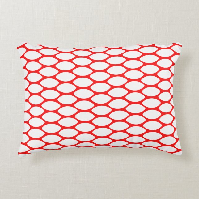 Modern Red White Mönster accent Pillow Prydnadskudde (Framsidan)