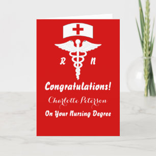 Modern Red & White Nurse Studenten Grattis Kort