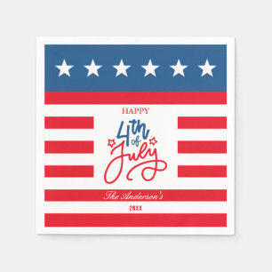 Modern Red, White och Blue 4 juli Party Pappersservett