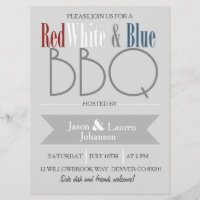 Modern Red White och Blue BBQ | 4 juli Party
