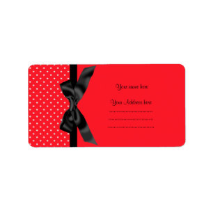 MODERN RED WHITE POLKA DOT ADDRESS ETIKETT ADRESSETIKETT