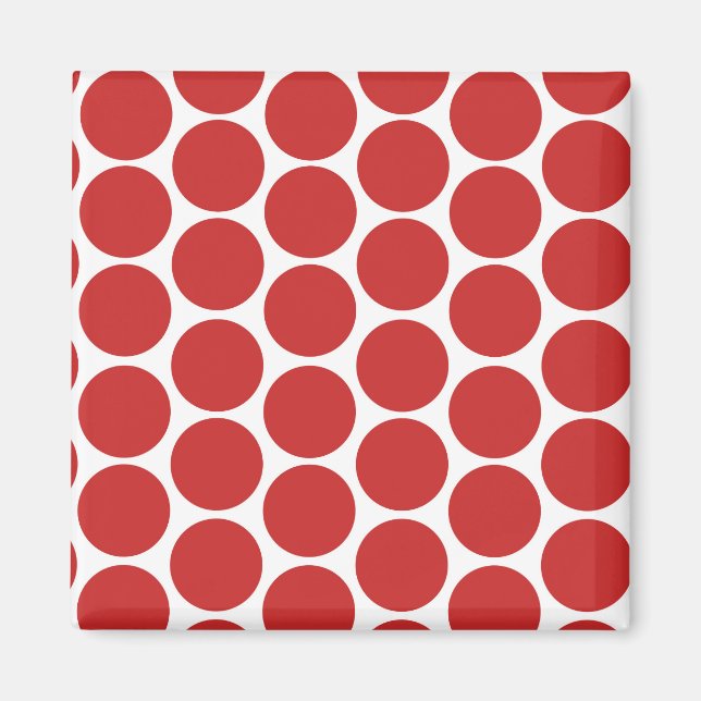 MODERN RED, WHITE POLKA DOTS MAGNET (Framsidan)