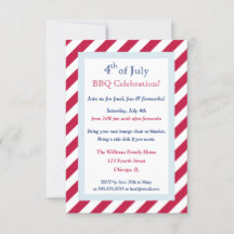 Modern Red White Rand 4:e juli BQ Party