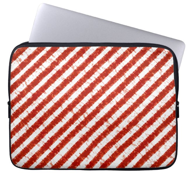 Modern Red White Rand Elegant Snyggt Mönster Laptop Fodral (Framsidan)