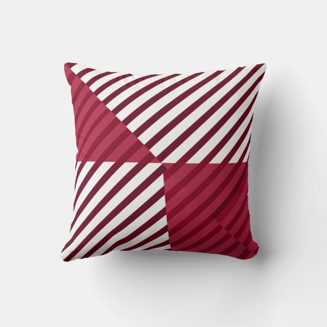 Modern Red White Rand Mönster Dekorativ kudde (Baksida)