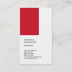 Modern Red White Trendig Manager Consultant Visitkort