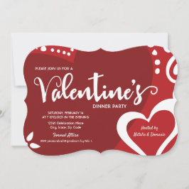 Modern Red White Valentine-inbjudan till middagsfe Inbjudningar