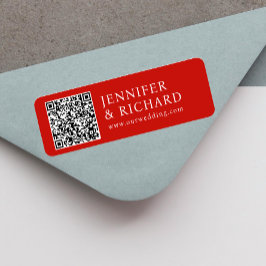 Modern Red White Webben Promotive QR Code Adress Returadress Etikett