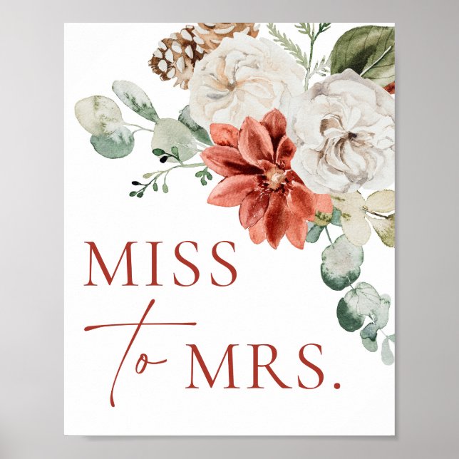 Modern Red Winter-julmiss till mrs Sign Poster (Framsidan)