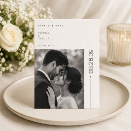 Modern redaktionell bröllopsbild för Save The Date Spara Datumet