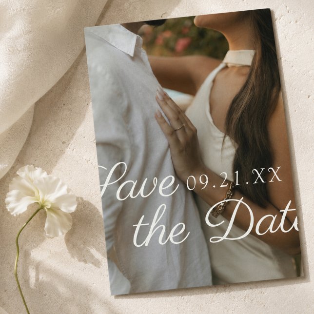 Modern redaktionell skriptfoto Spara datumet (Modern Editorial Script Photo Save the Date
)