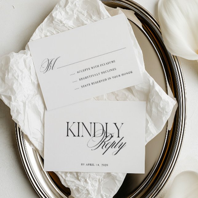 Modern redaktionell typografi bröllop OSA kort (Modern Editorial Typography Wedding RSVP Card)