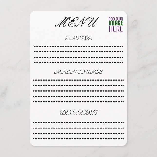 MODERN REDIGERBAR ENKEL VIT BILD TEXTMALL MENY (Framsida)