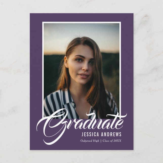 Modern redigerbar fotoMauve för inbjudan till stud (Framsida)