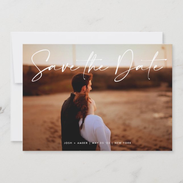 Modern redigerbar fotot QR-kod - Spara datumkortet Inbjudningar (Framsida)