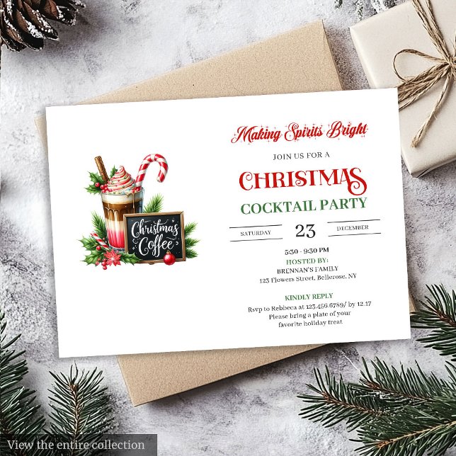 Modern redigerbar julcocktail-fest inbjudan (Modern editable christmas cocktails party invitation

)