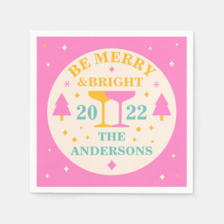 Modern, redigerbar med ljusa färger jul pappersservett