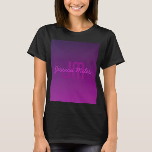 Modern redigerbar monogrammad text & Lila Ombre T Shirt