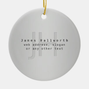 Modern redigerbar Namn & Slogan Grått-övertoning Julgransprydnad Keramik