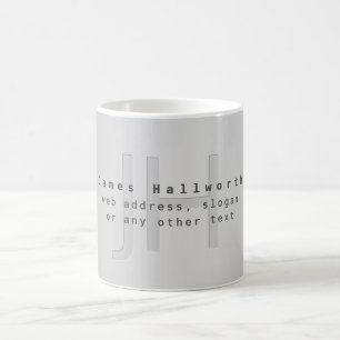 Modern redigerbar Namn & Slogan Grått-övertoning Kaffemugg