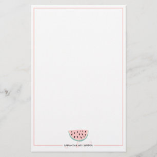 Modern redigerbar pastellvattenmelon monogram namn brevpapper