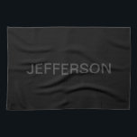 Modern redigerbar text | Grått och svart Mörk Kökshandduk<br><div class="desc">Redigerbart minimalistiskt utseende,  redigera som du vill!</div>