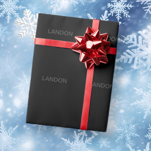 Modern redigerbar text   Grått och svart Mörk Presentpapper