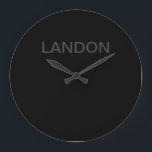 Modern redigerbar text | Grått och svart Mörk Stor Klocka<br><div class="desc">Redigerbart minimalistiskt utseende,  redigera som du vill!</div>