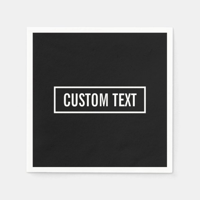 Modern redigerbar text i ram med logotypstil i vit pappersservett (Framsidan)