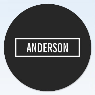 Modern redigerbar text i Vita Logotypen Stil Ram Runt Klistermärke