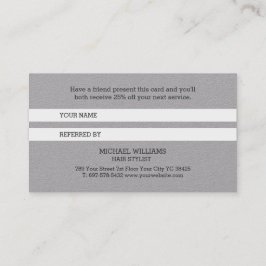 Modern referenskort för svart Grått, monogram Rabattkort