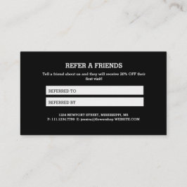 Modern referenskort för svart Grått, monogram Rabattkort