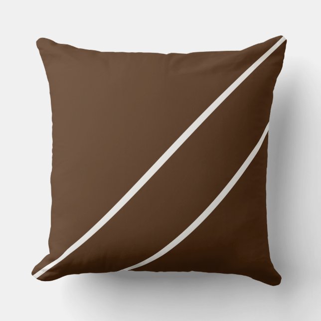 Modern Refined Cocoa Brown White Diagonal Rand Kudde (Framsida)