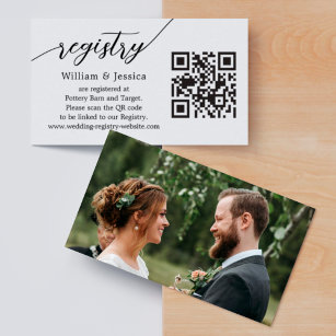 Modern registrering i Bröllop med QR-kod och foto Tilläggskort