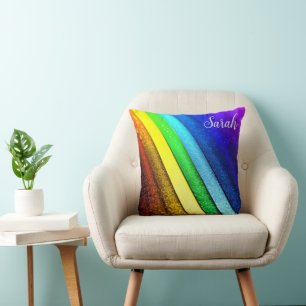 Modern regnbåge & glamöröst stolt monogram kudde